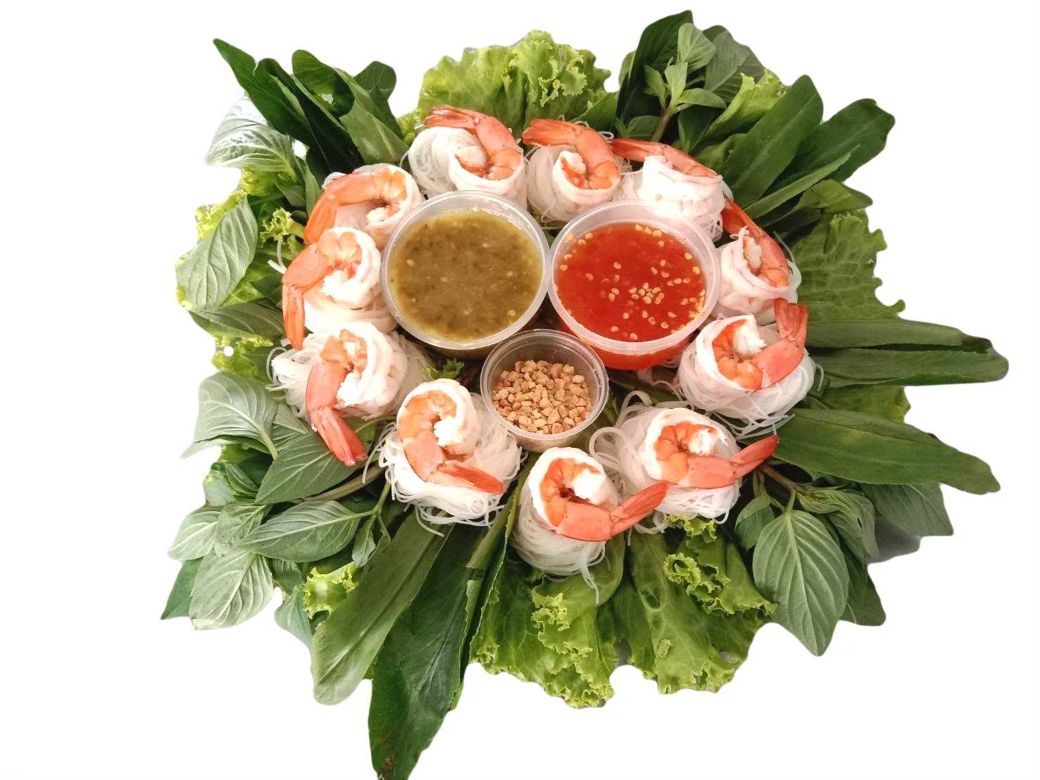 เมี่ยงกุ้ง พร้อมชุดผักและน้ำจิ้ม