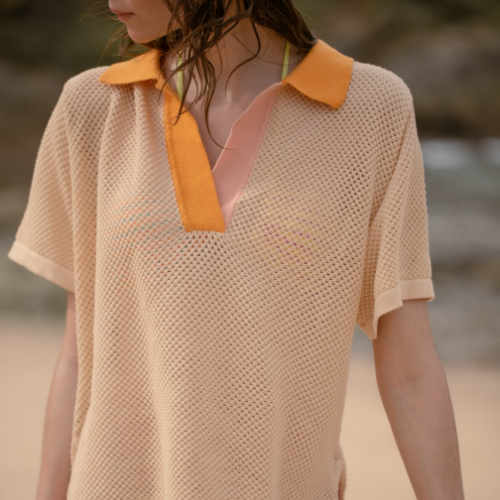 Knit Polo - Bone /Beige