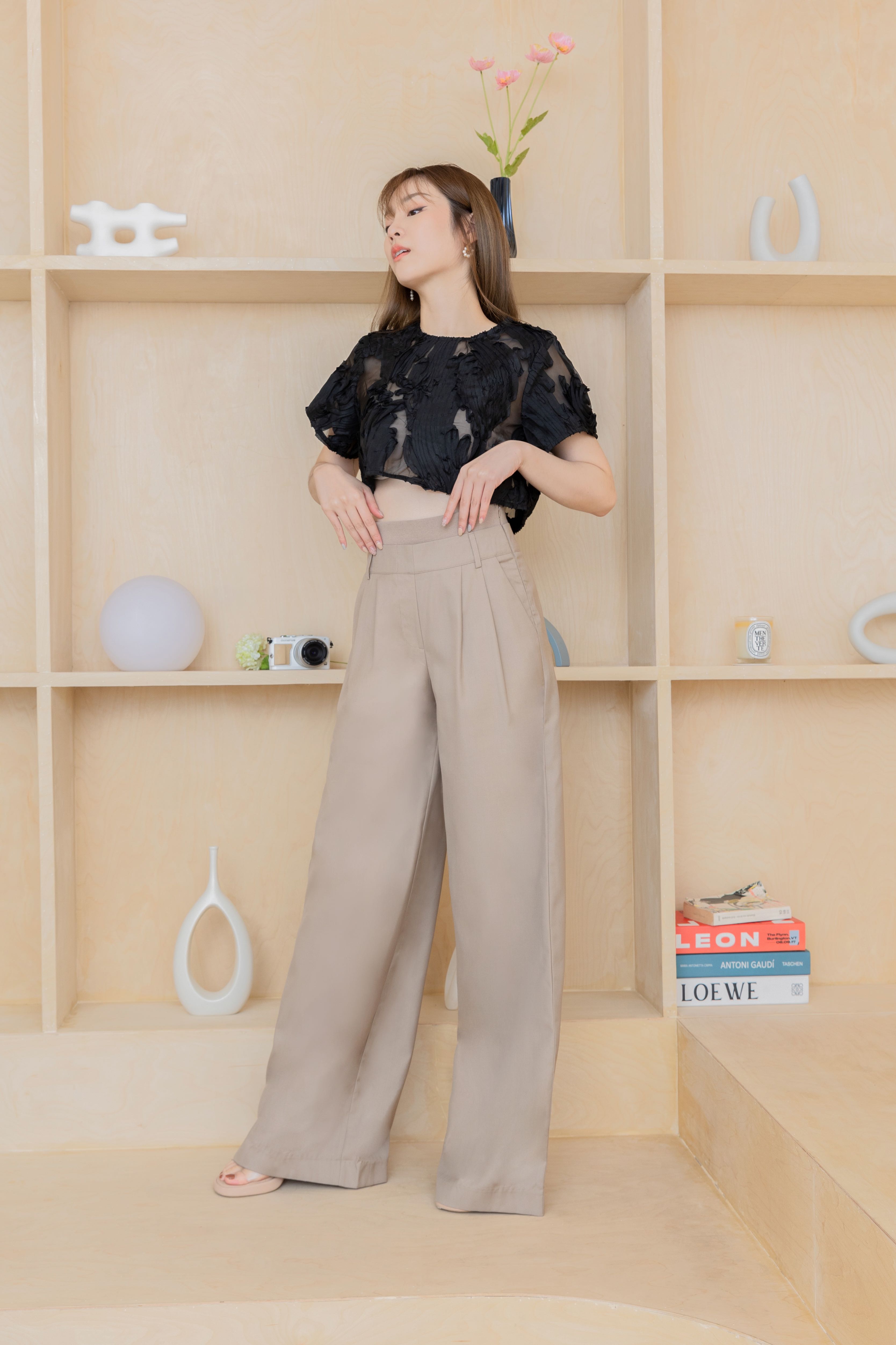 High waist wide pant