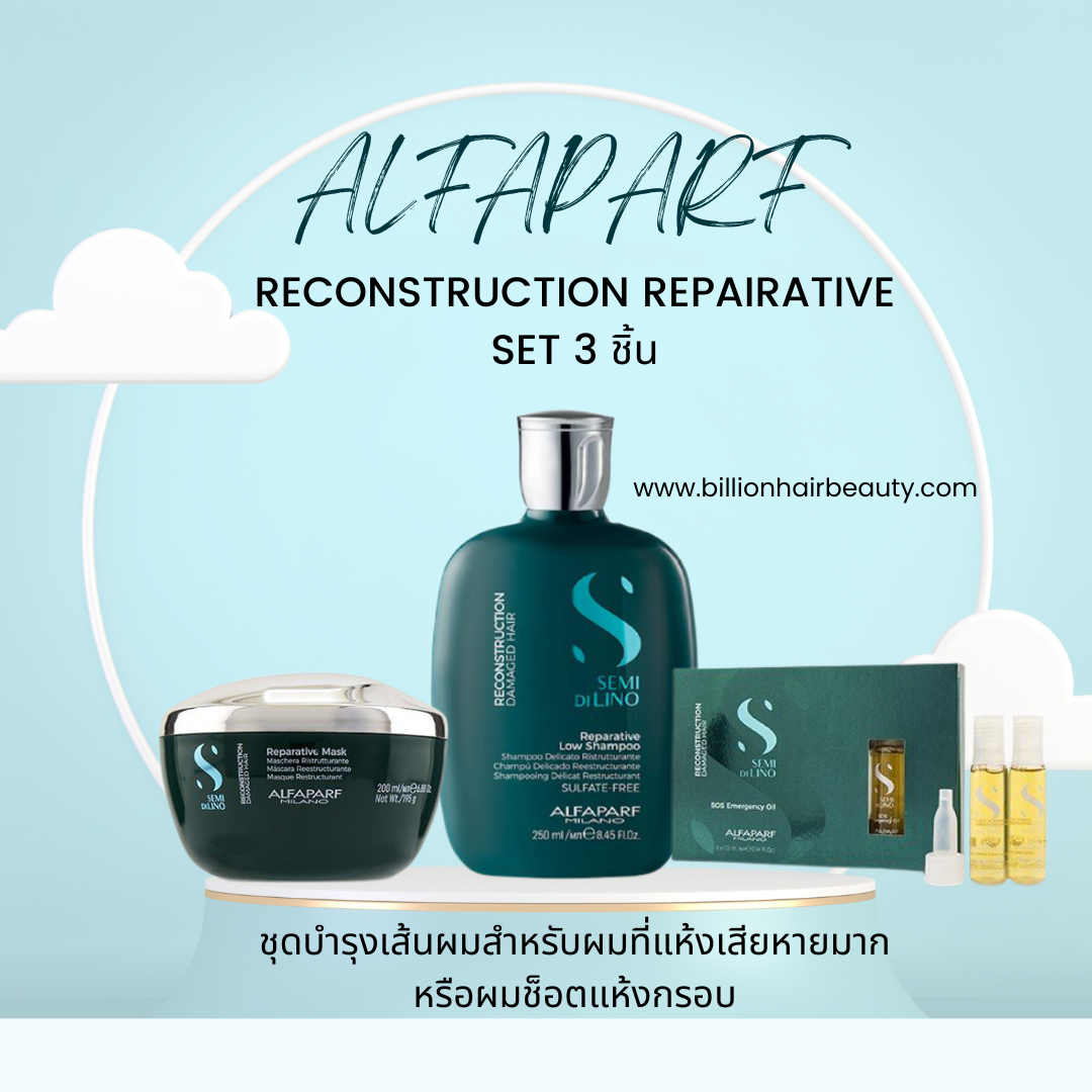 Alfaparf repairative shampoo 250ml+ treatment 200ml + SOS emergency oil 13mlx6  SET3