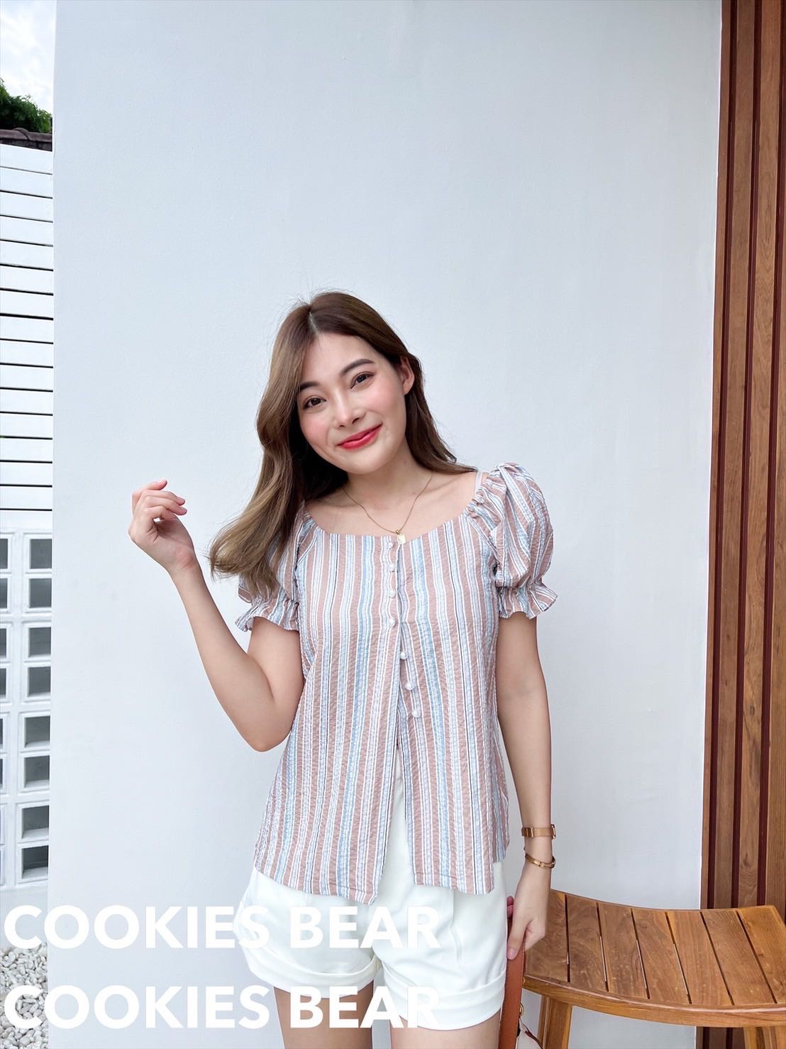 เสื้อคอเหลี่ยม ตัวยาว Cookies bear