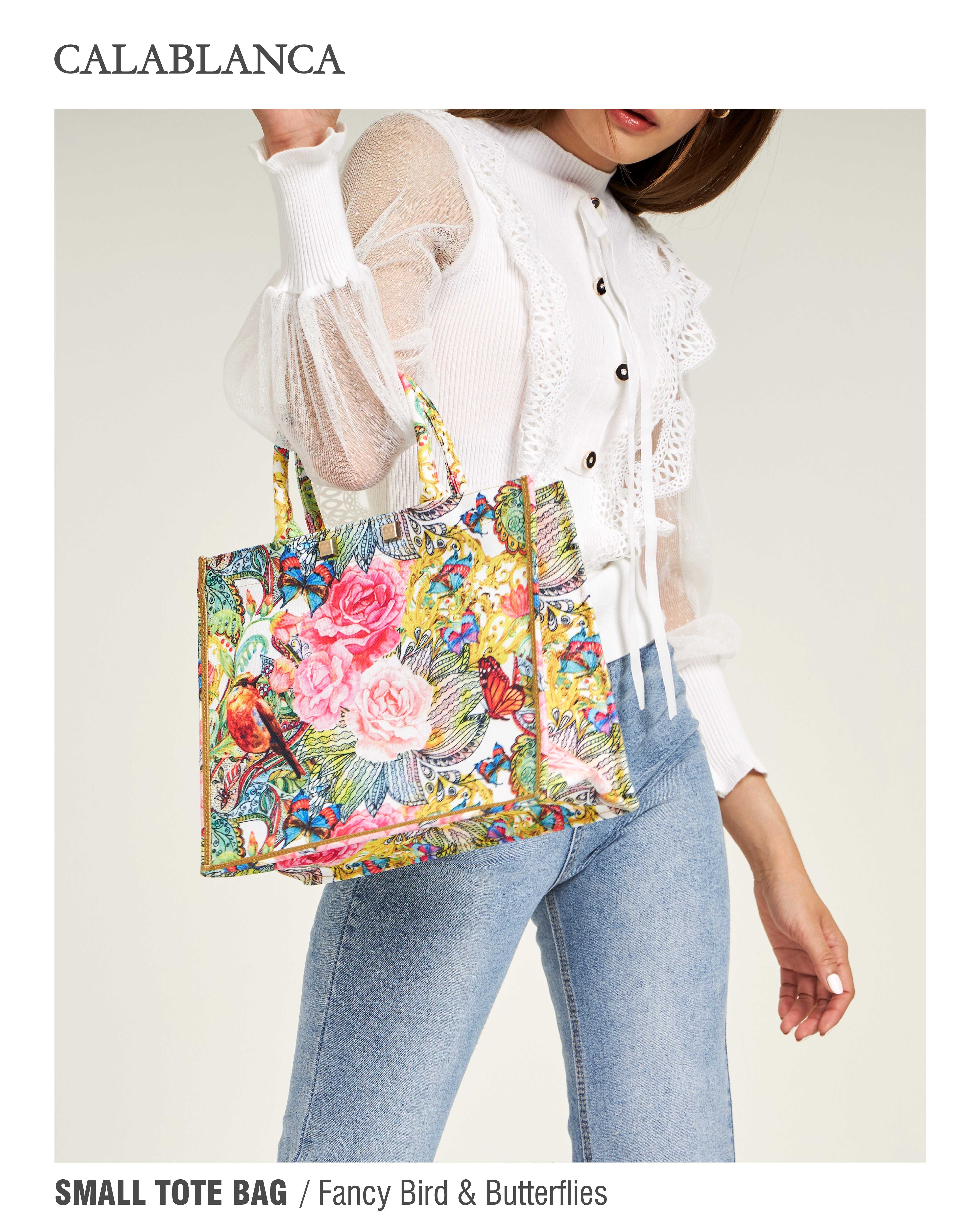 SMALL TOTE BAG - Fancy Bird & Butterflies