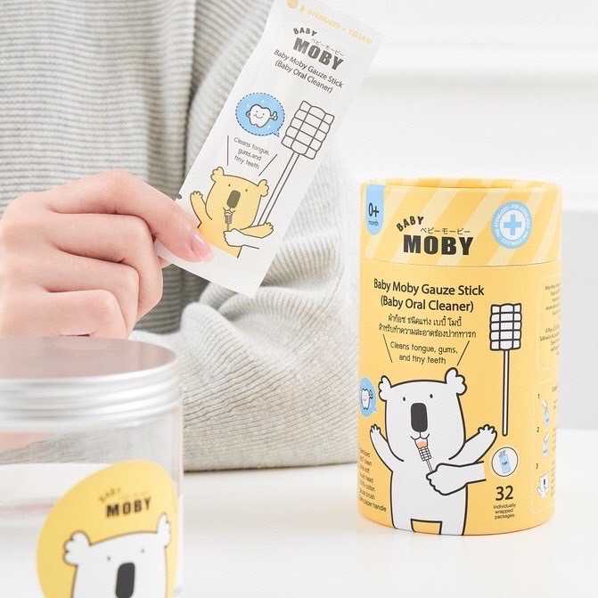 Moby  ผ้าก๊อซสเตอไรด์ แบบแท่ง (1 กระปุก)