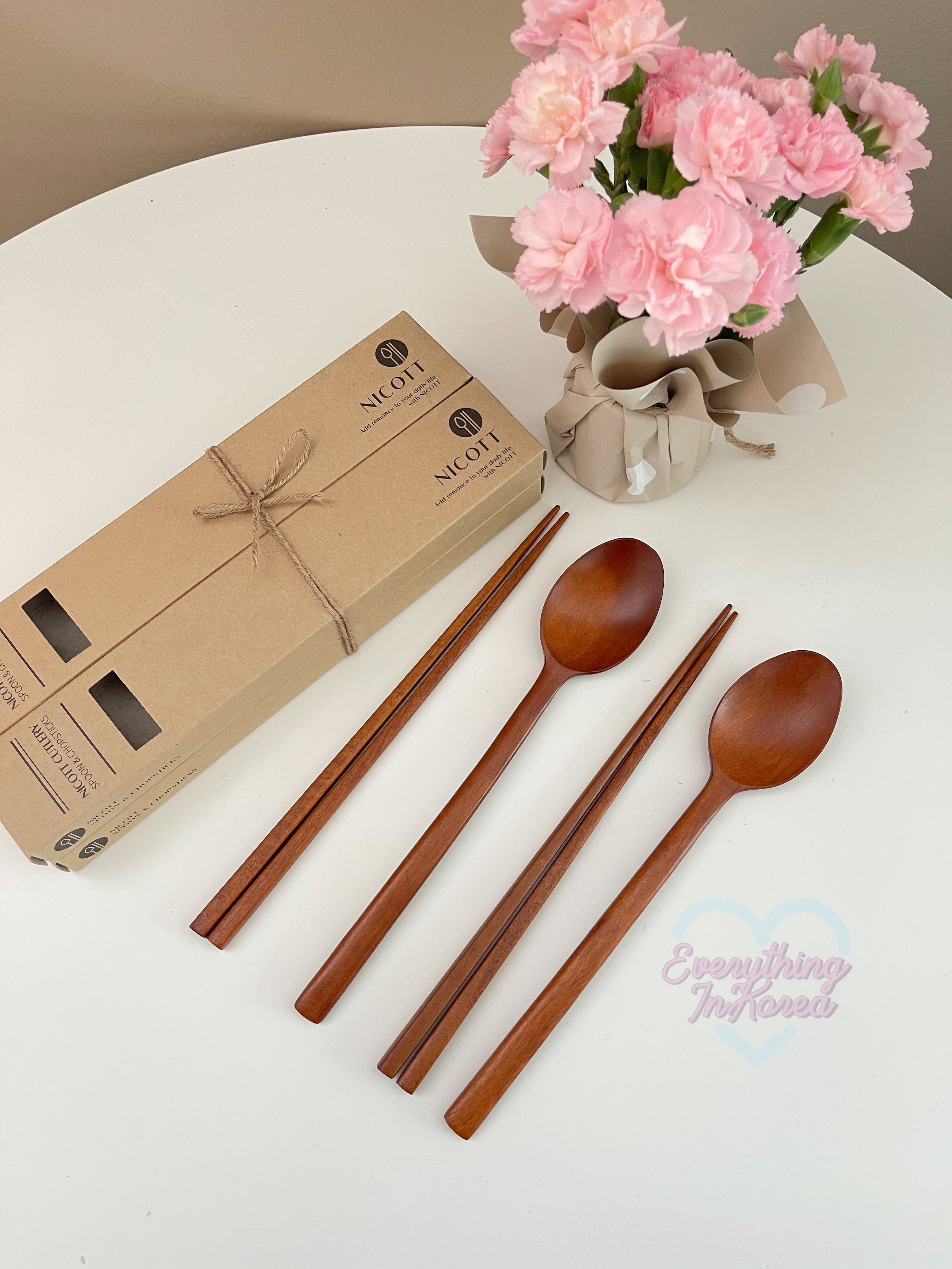 (พร้อมส่ง) Nicott Spoon&Chopstick  Set 🪵1เซ็ท=ช้อน&ตะเกียบx4คู่