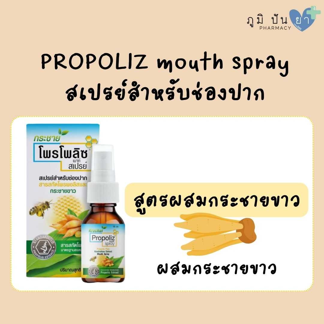 สเปรย์สำหรับช่องปาก  สูตรผสมกระชายขาว PROPOLIZ กระชายขาว SPRAY 15 ML