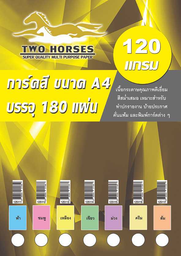 การ์ดสี A4-120g (180 แผ่น)