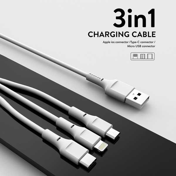 สายชาร์จ 3in1 Sendem M33 ชาร์จเร็ว 3A ประกันศูนย์ 1 ปี