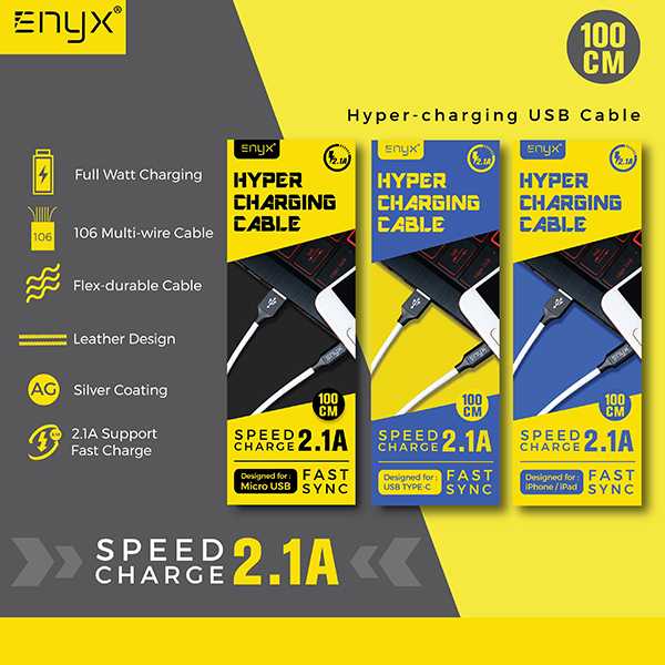 สายชาร์จหนัง ENYX Fast Charge 2.1A iPhone