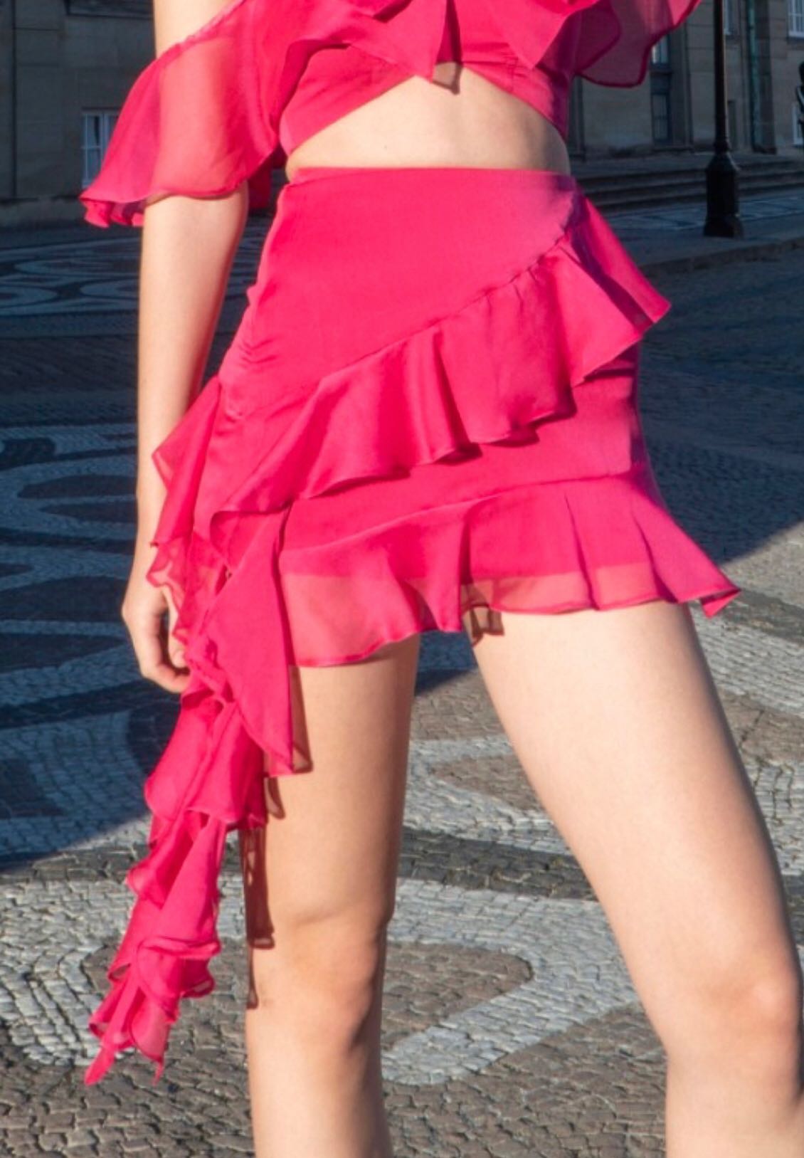 O.D.C. - Chiffon Ruffle Skirt Hotpink