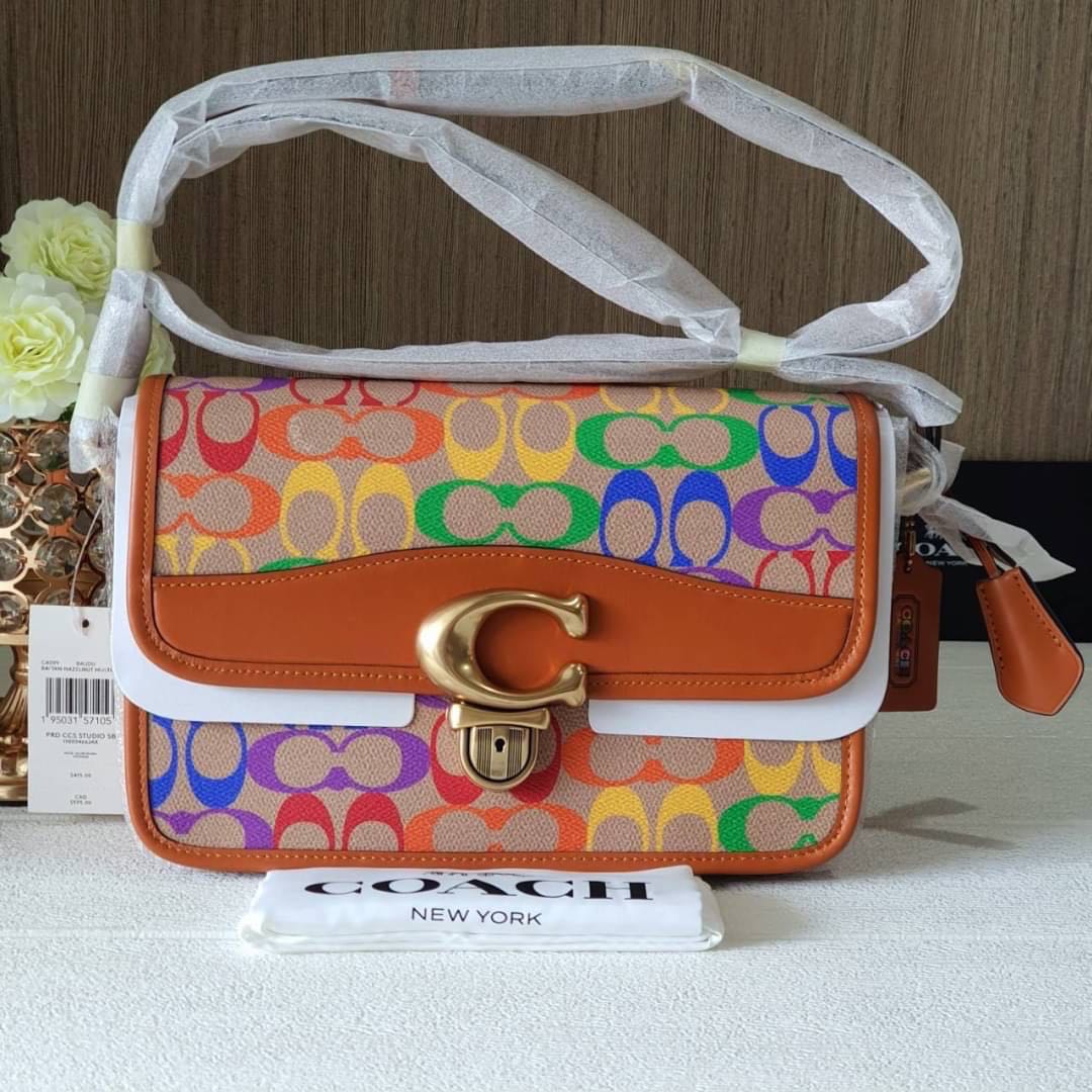 COACH CA099 Studio Shoulder Bag In Rainbow Signature Canvas
