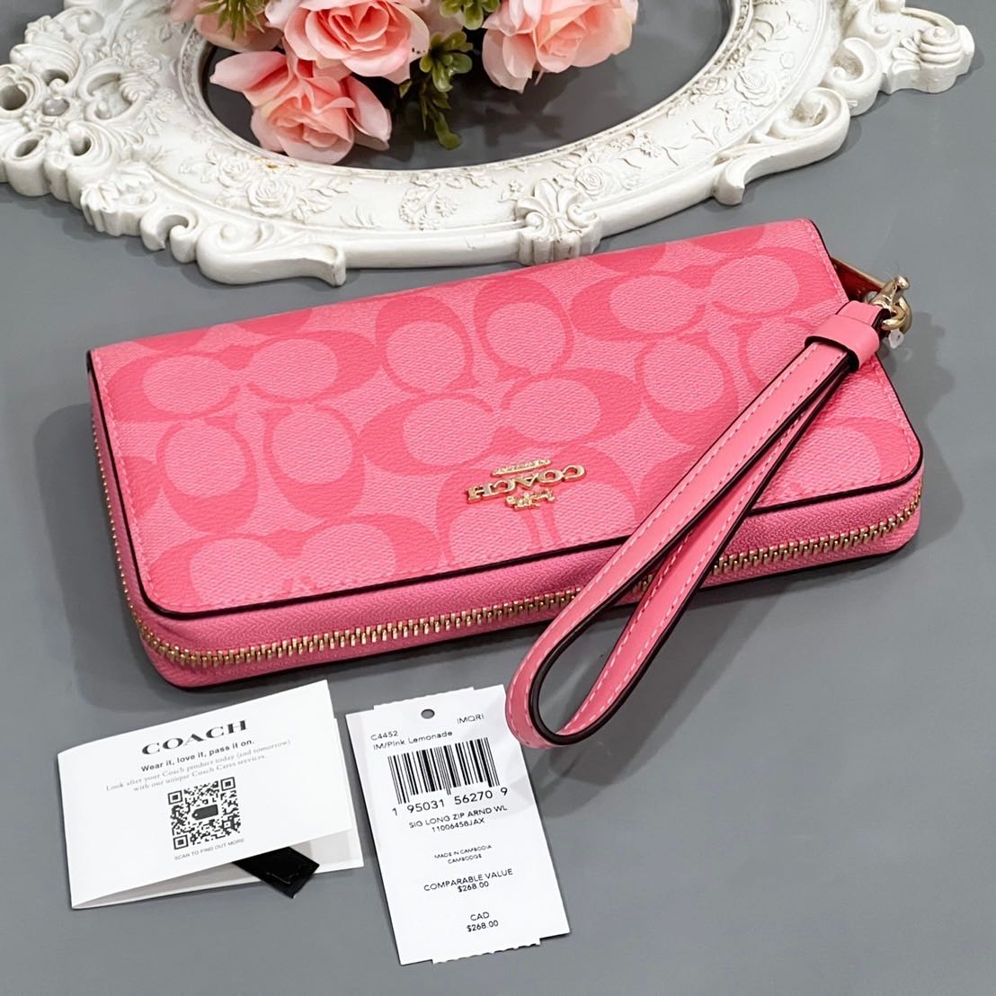 Coach LONG ZIP AROUND WALLET IN SIGNATURE CANVAS (COACH C4452)