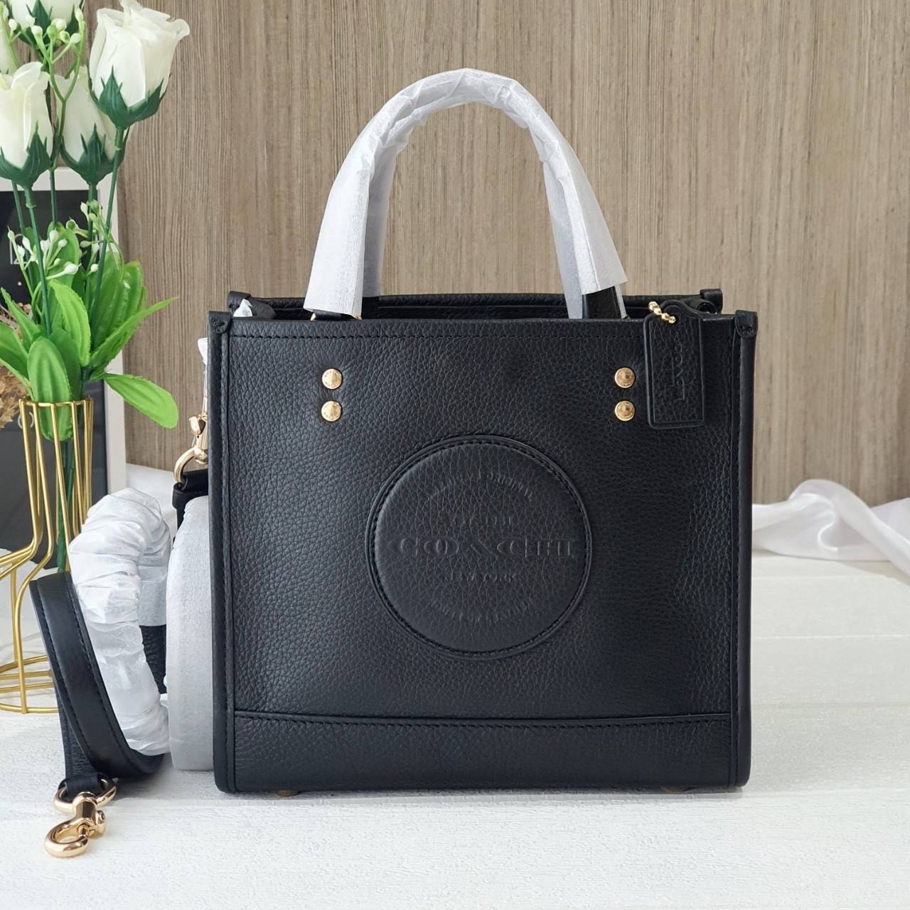 Coach Dempsey Tote 22 With Coach sale Patch C5268 Black