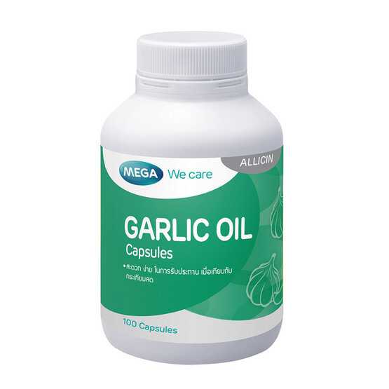 GARLIC OIL. MEGA WE care น้ำมันกระเทียม แคปซูล // บรรจุ 100 แคปซูล