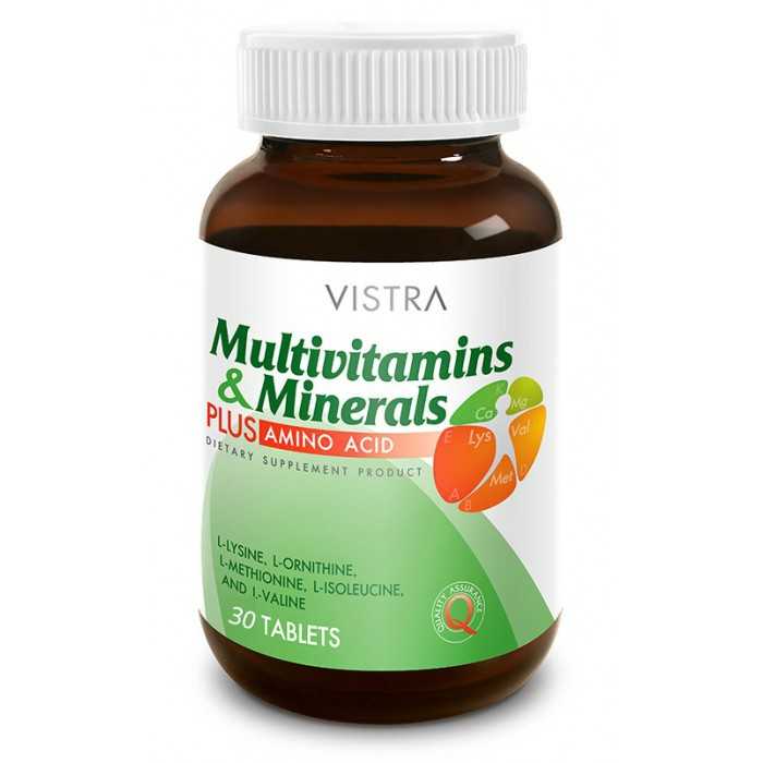 VISTRA Multivitamins & Minerals PLUS AMINO ACID // บรรจุ 30แคปซูล