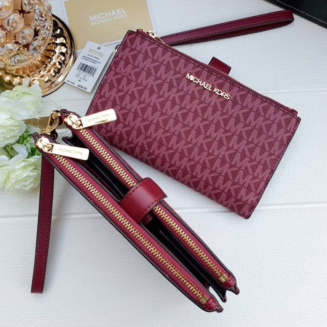 MK MichaelKors Jet Set Travel Large Double Zip Wristlet