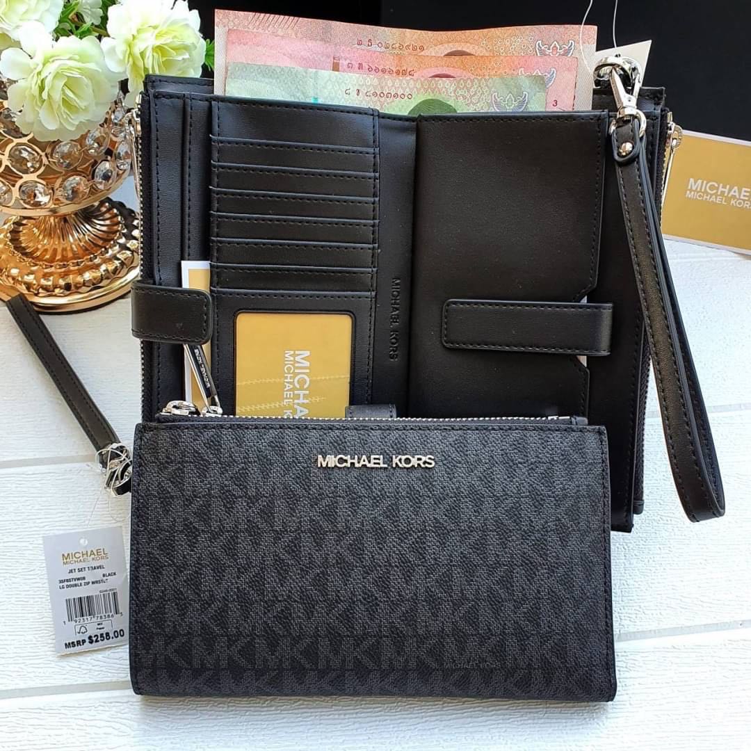 MK MichaelKors Jet Set Travel Large Double Zip Wristlet