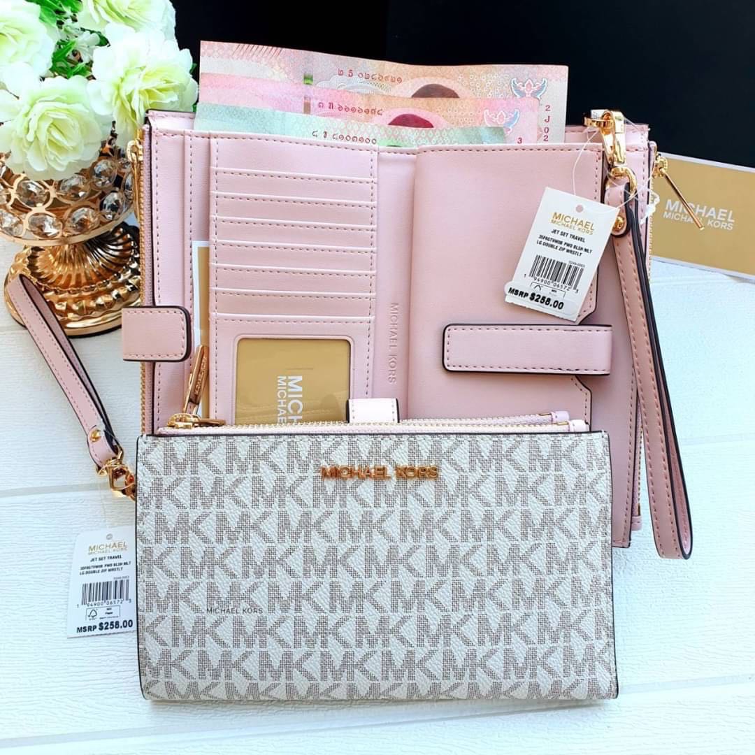 MK MichaelKors Jet Set Travel Large Double Zip Wristlet