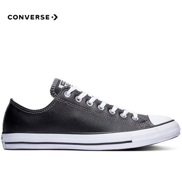CONVERSE CHUCK TAYLOR LEATHER OX BLACK หนังแท้
