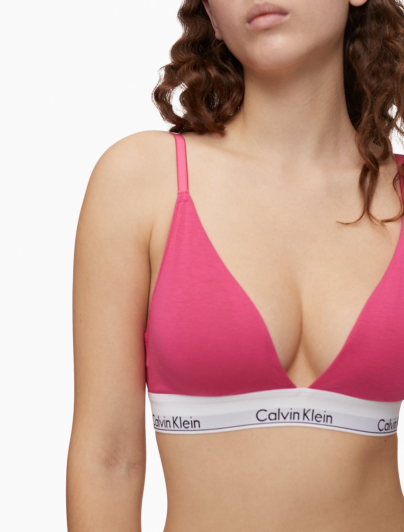 (พร้อมส่ง)Calvin Klein Triangle Bra Pink มีฟองน้ำ