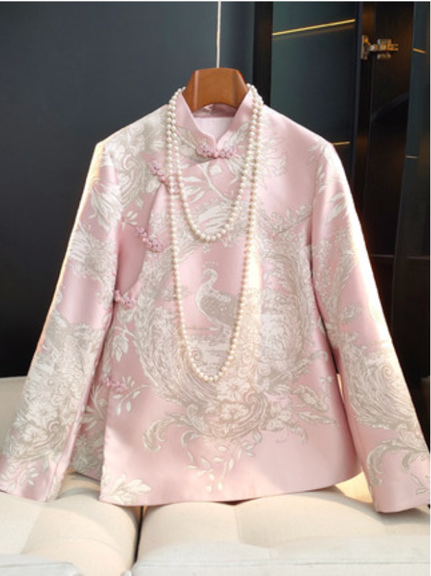niche fashion Chinese-style slanted jacquard brocade jacket