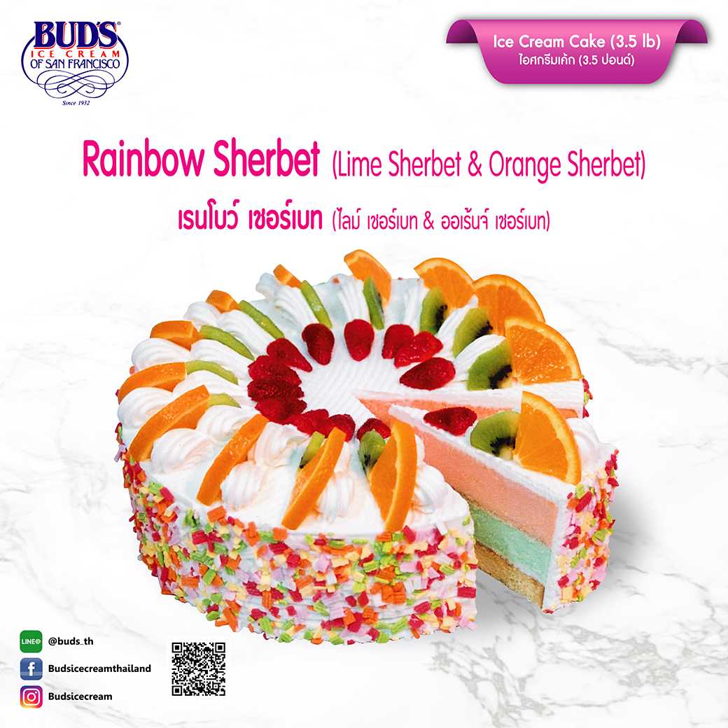 BUD'S Ice Cream Cake Rainbow Sherbet 3.5 lb