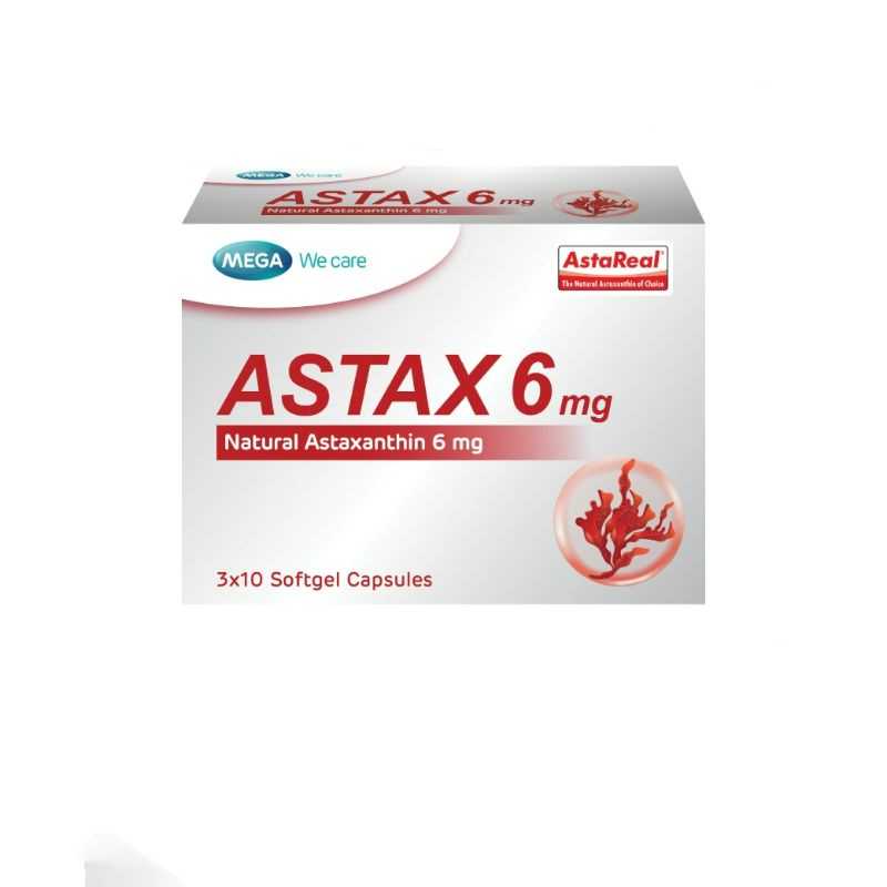 ASTAX 6mg แอสแท็กซ์ ผลิตภัณฑ์เสริมอาหารแอสตาแซนธิน // 1กล่อง 30แคปซูล