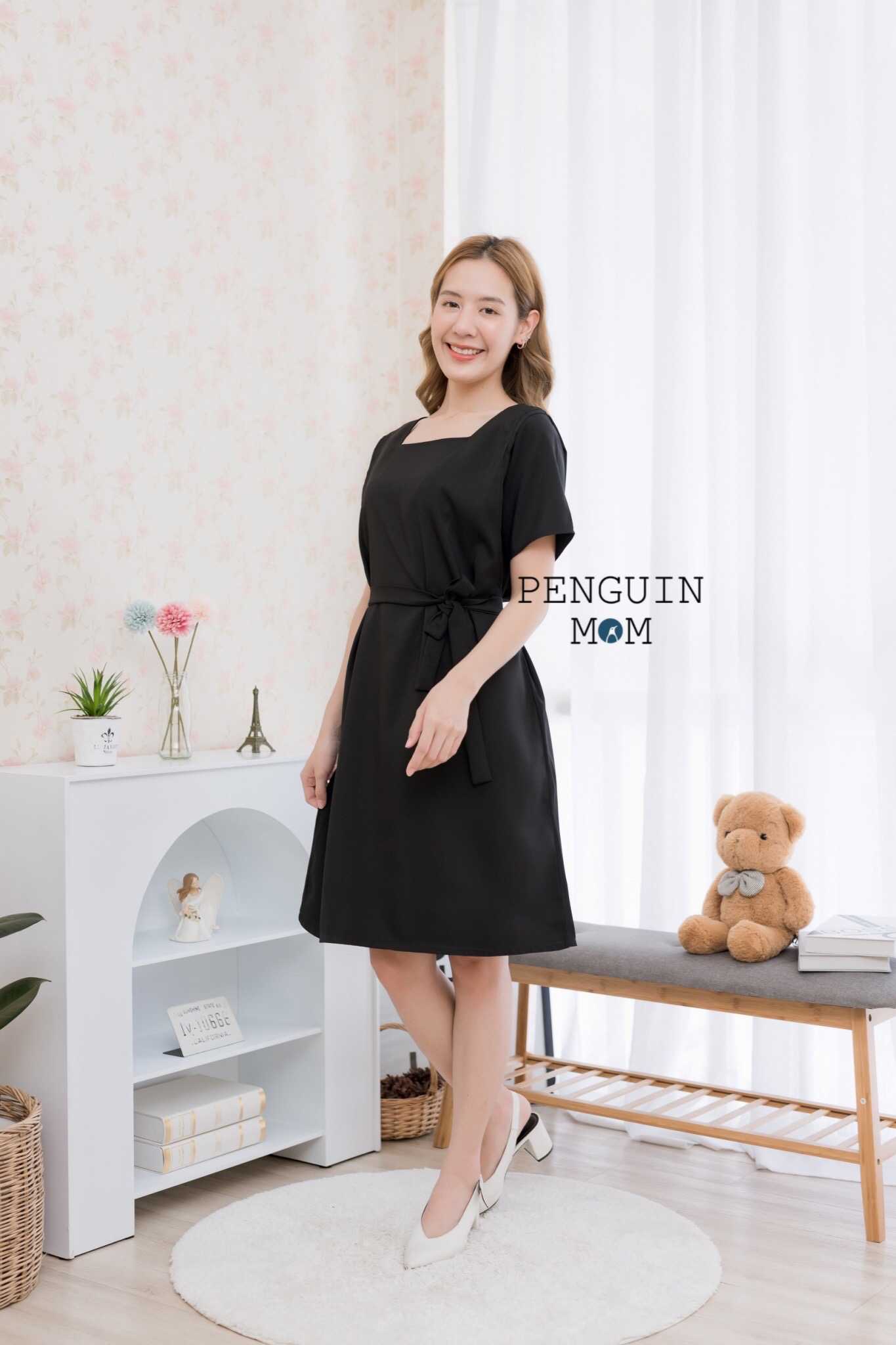 ชุดคลุมท้อง ชุดให้นม Ivy dress ดำ