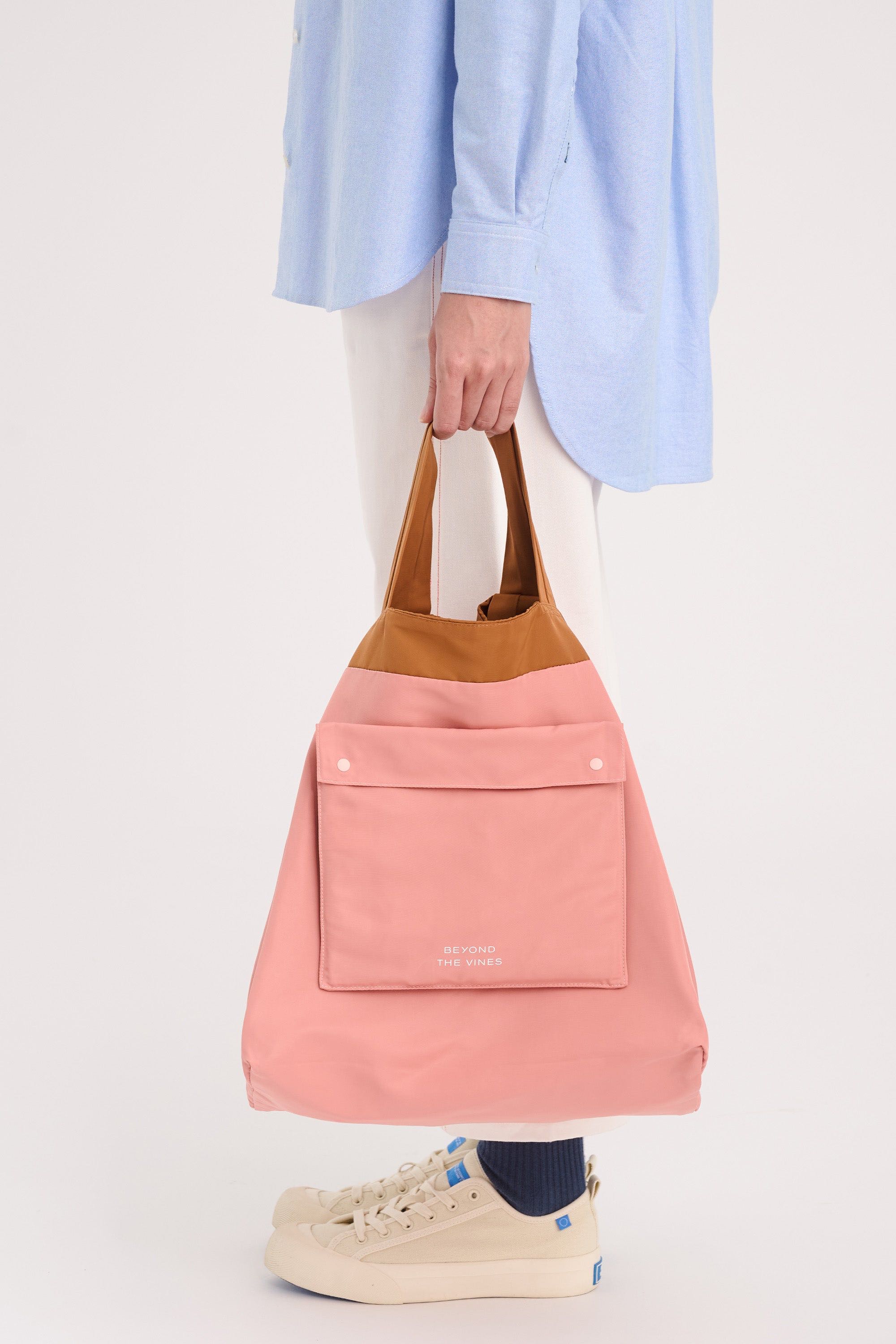 (Pre-order : Beyond the vines : Reversible Relaxed Bag (Brown/Coral)