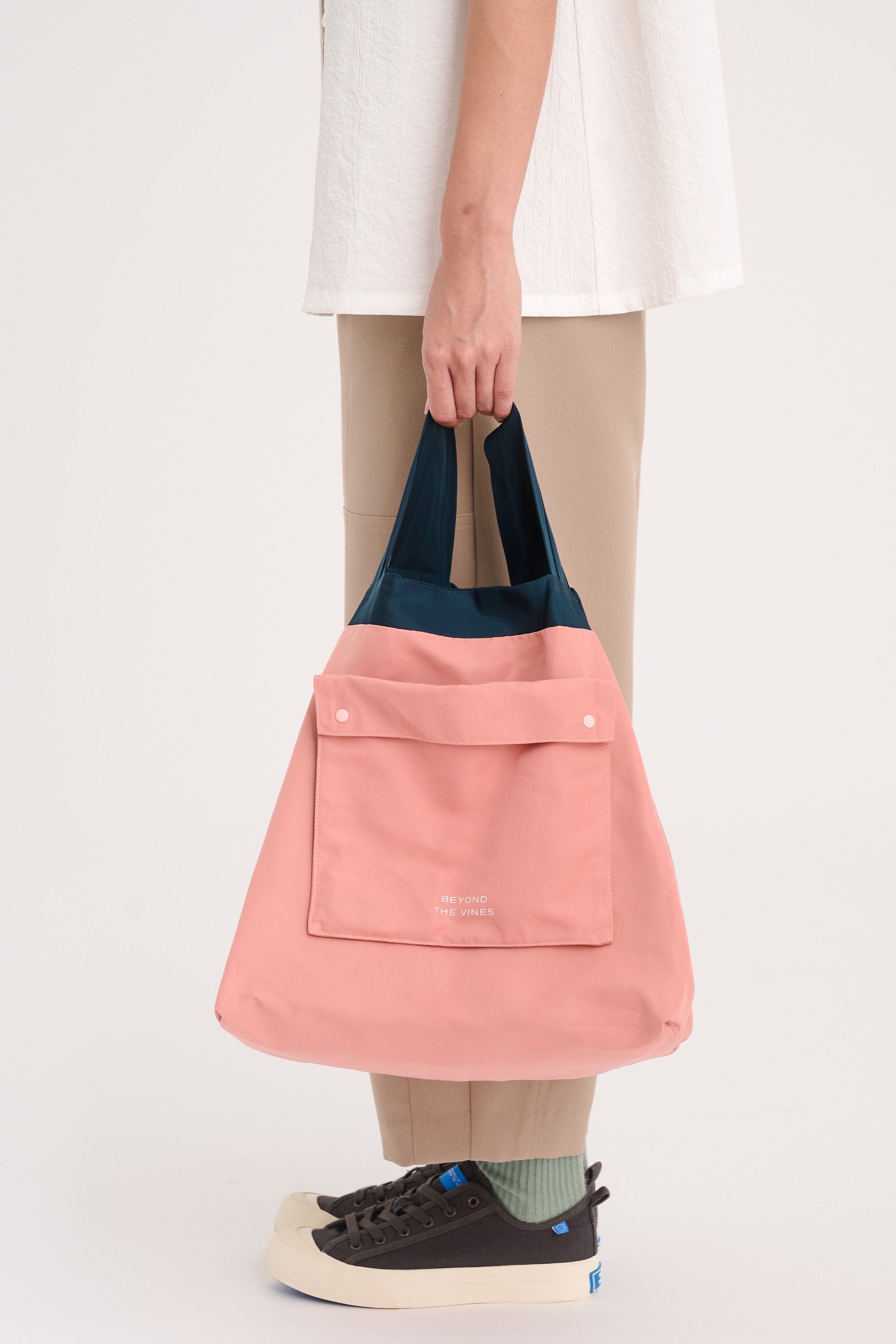 (Pre-order : Beyond the vines : Reversible Relaxed Bag (Teal/Coral)