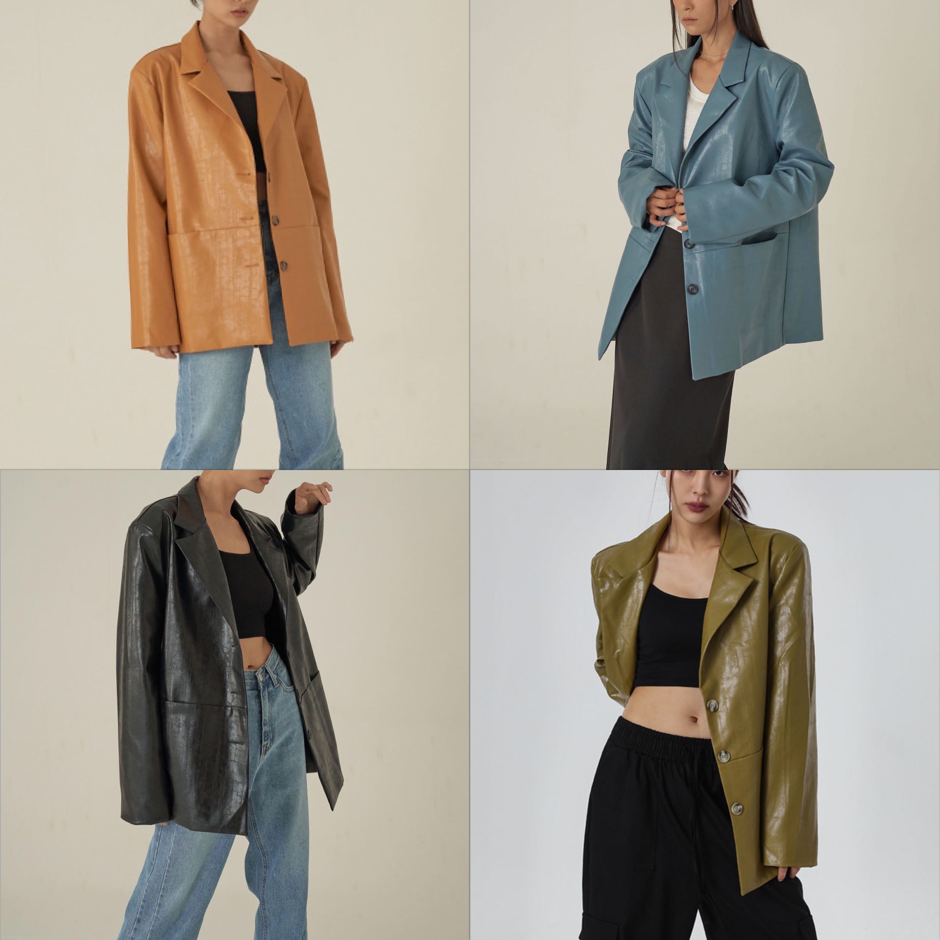 (รอ2-3วีค) color leather blazer 