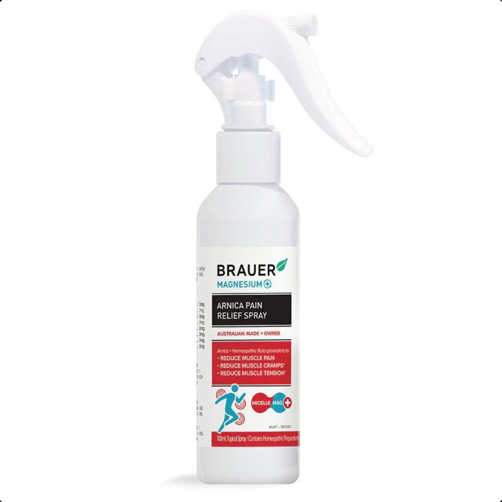 Brauer Magnesium+ Arnica Pain Relief Spray 100ml - สเปรย์บรรเทาอาการปวดเมื่อย ตะคริว เคล็ดขัดยอก