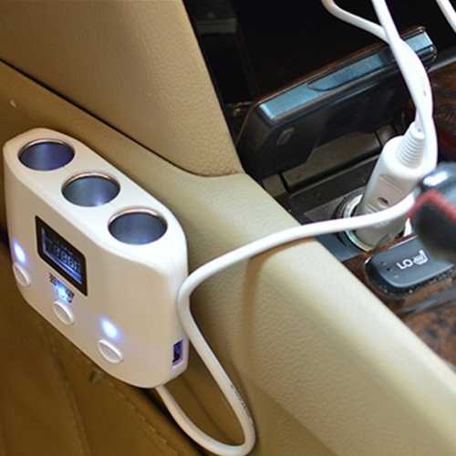Rbb-4in1ที่ขยายช่องชาร์จไฟจุดบุหรีพร้อมจอแสดงอุณหภูมิ รุ่น cs022