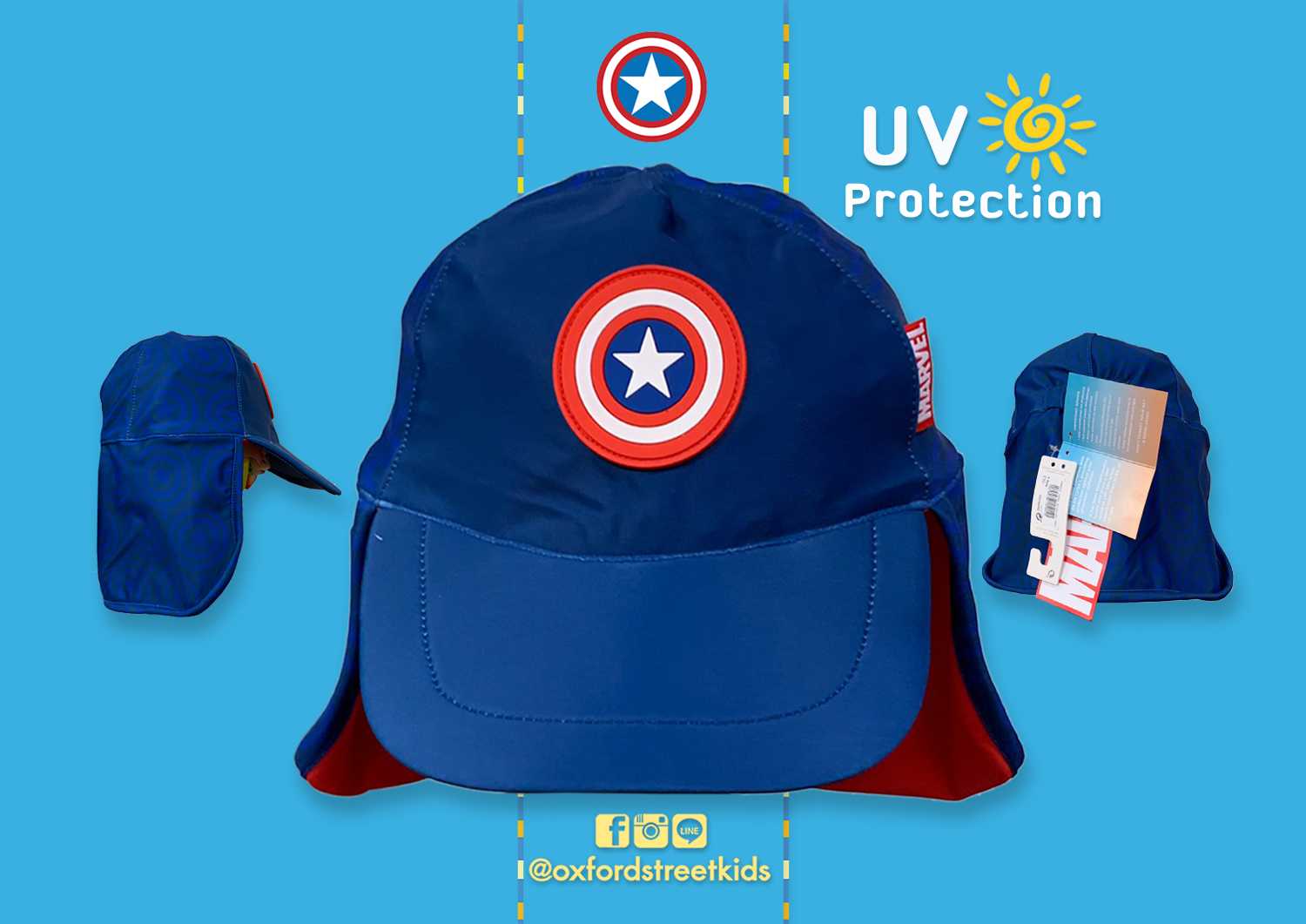 𝐒𝐀𝐋𝐄❗️ [1-3Y] Captain America Swim Legionnaire Hat UV Protection หมวกว่ายน้ำเด็ก ป้องกันแสงแดด