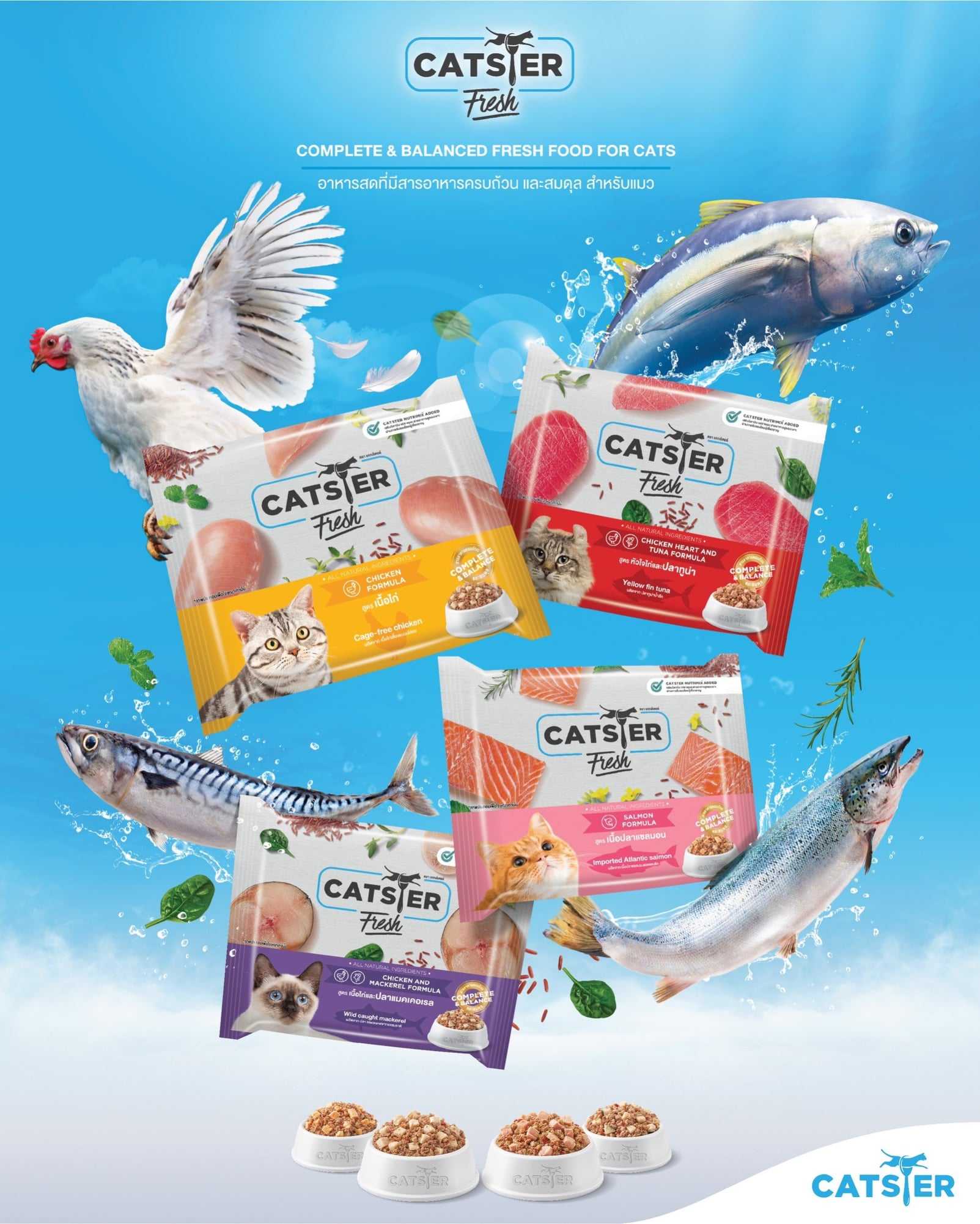 อาหารโฮมเมดแช่แข็งสำหรับแมว Catster 80g (จัดส่งในเขตเมืองมหาสารคาม และรับเองหน้าร้าน เท่านั้น)