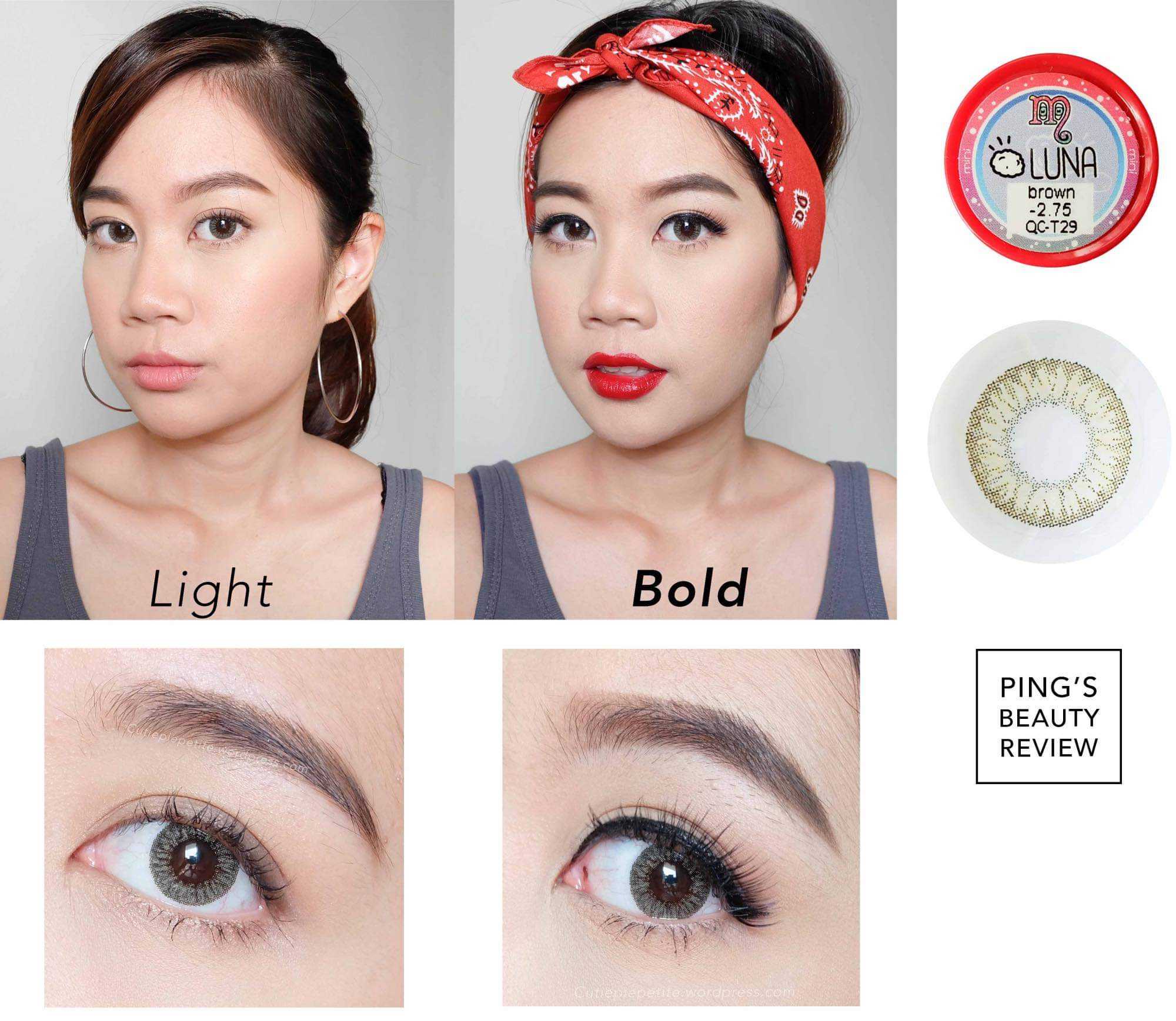คอนแทคเลนส์ สีน้ำตาล รุ่น Luna Brown ขนาด 14.2