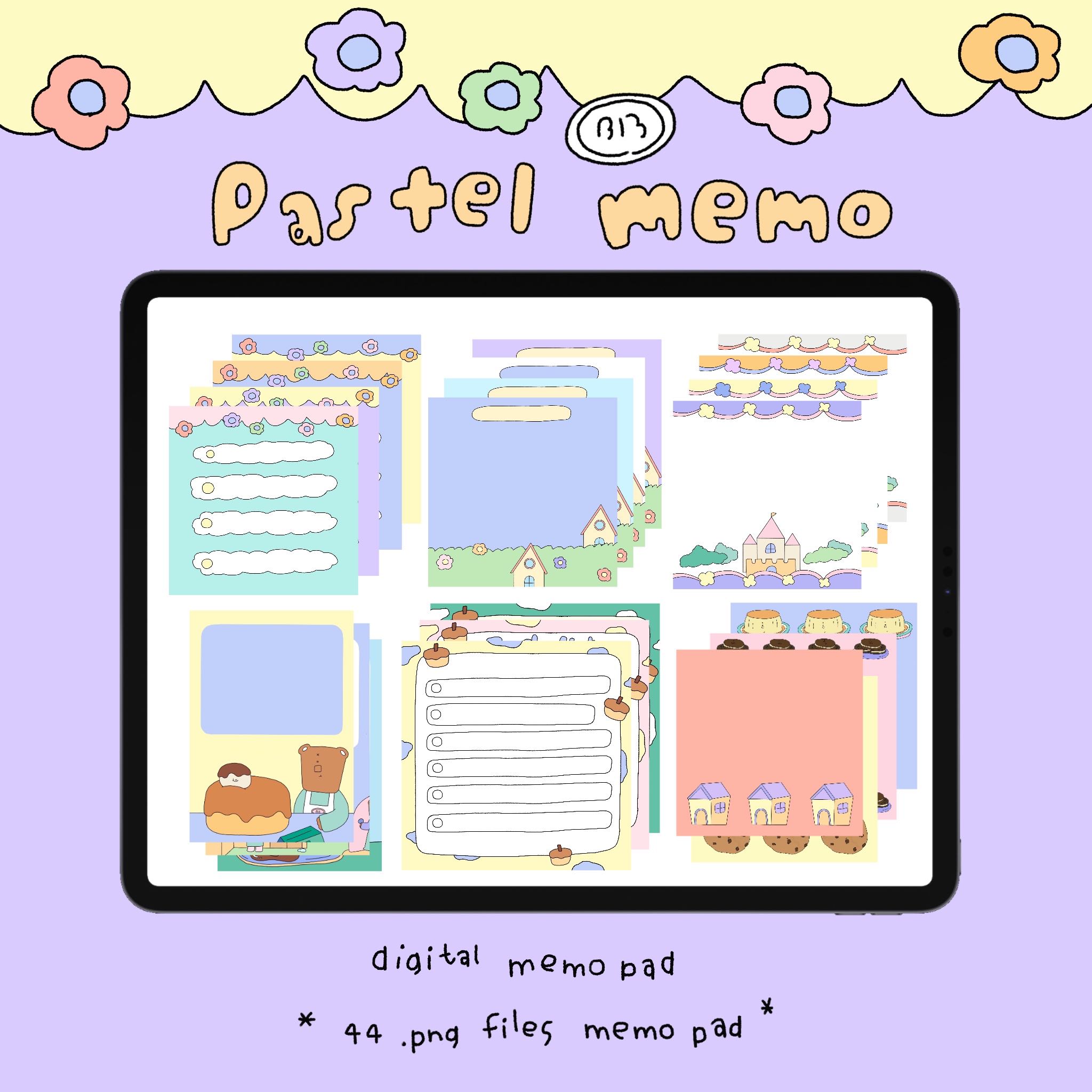 Pastel memo pad ไฟล์กระดาษเมโม่