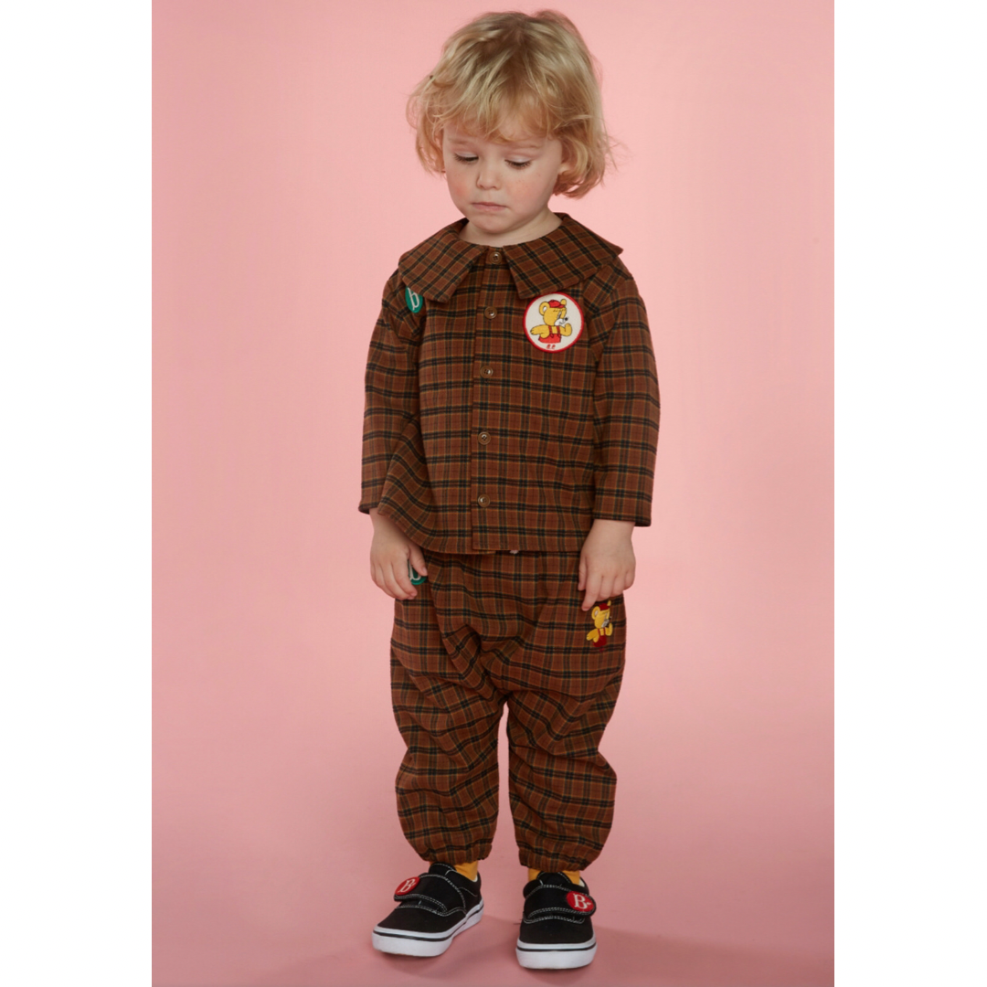 Sun Bear Gingham Check  Collar Shirt & Pants 