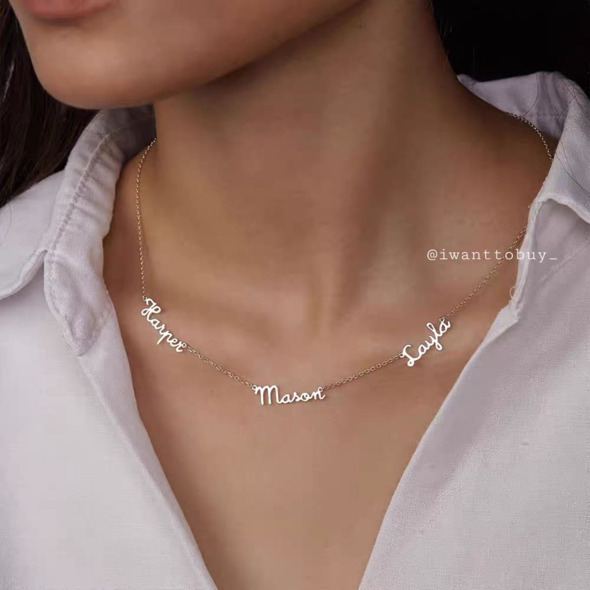 ☾สร้อยคอสลักชื่อ แบบ2เลเยอร์ ระบุได้2ชื่อ