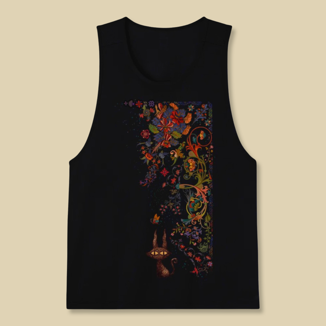 เสื้อกล้ามสีดำ ลาย MysticGarden