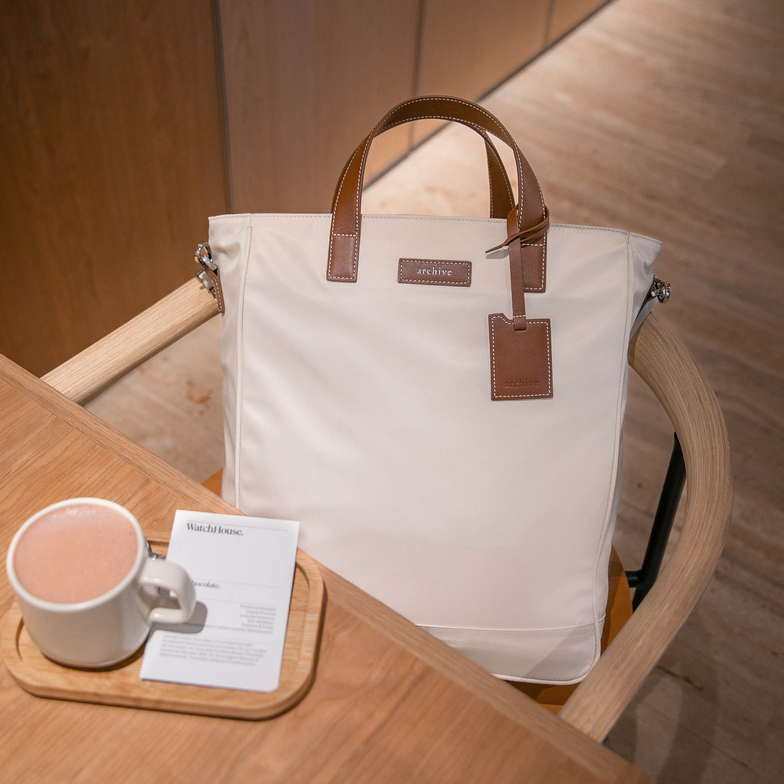 Hoxton Nylon Tote (Ivory/Tan)