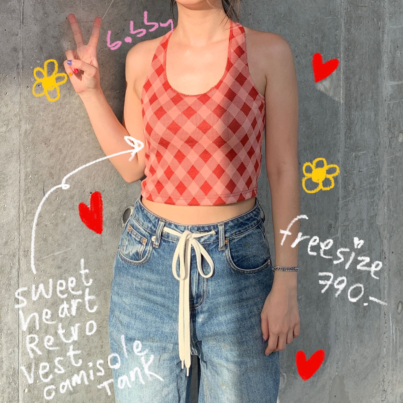 (PRE ORDER) SWEETHEART RETRO VEST CAMISOLE TANK (3สี)
