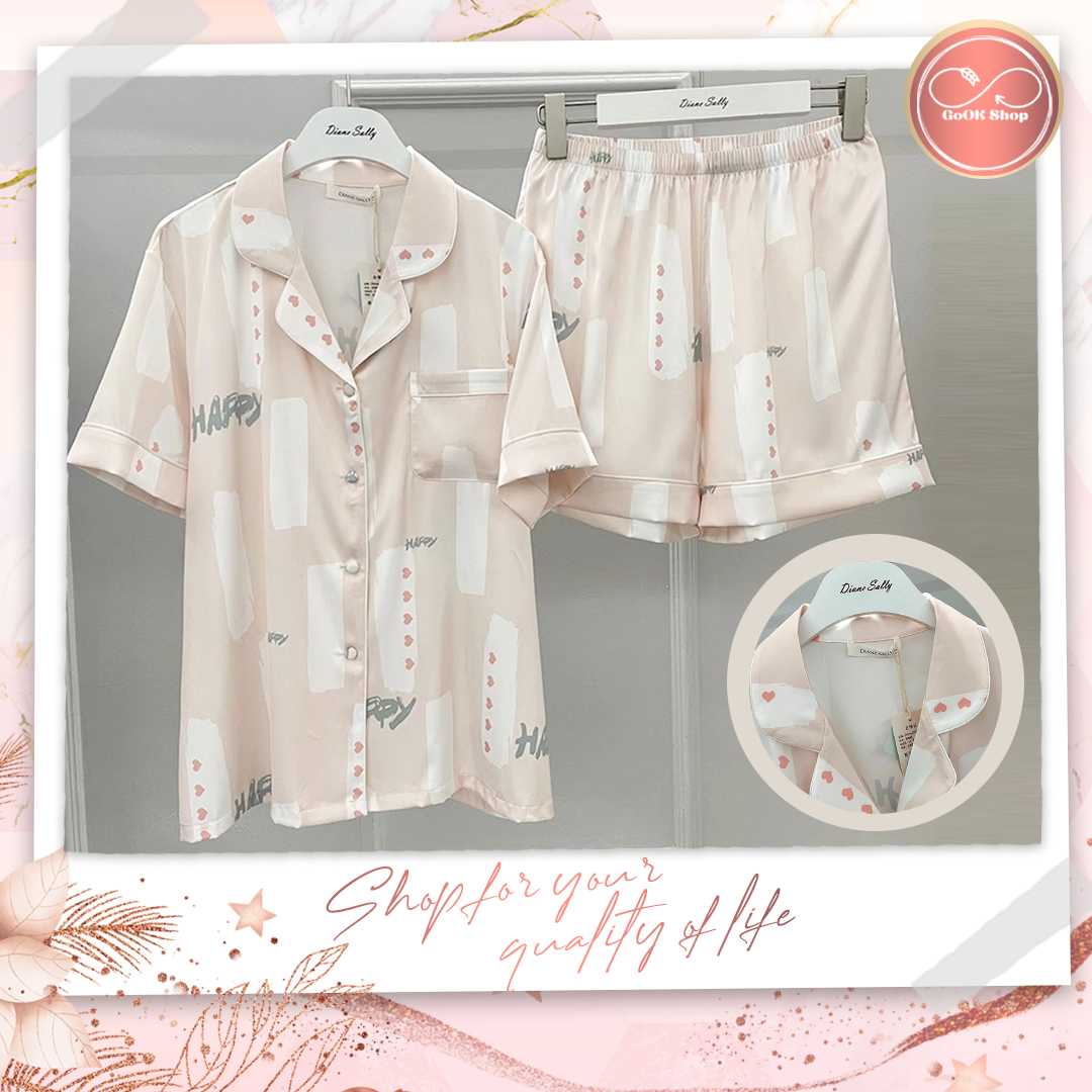 A29 ชุดนอนผ้าไหมซาตินพรีเมียม แขนสั้น ขาสั้น ลายการ์ตูน