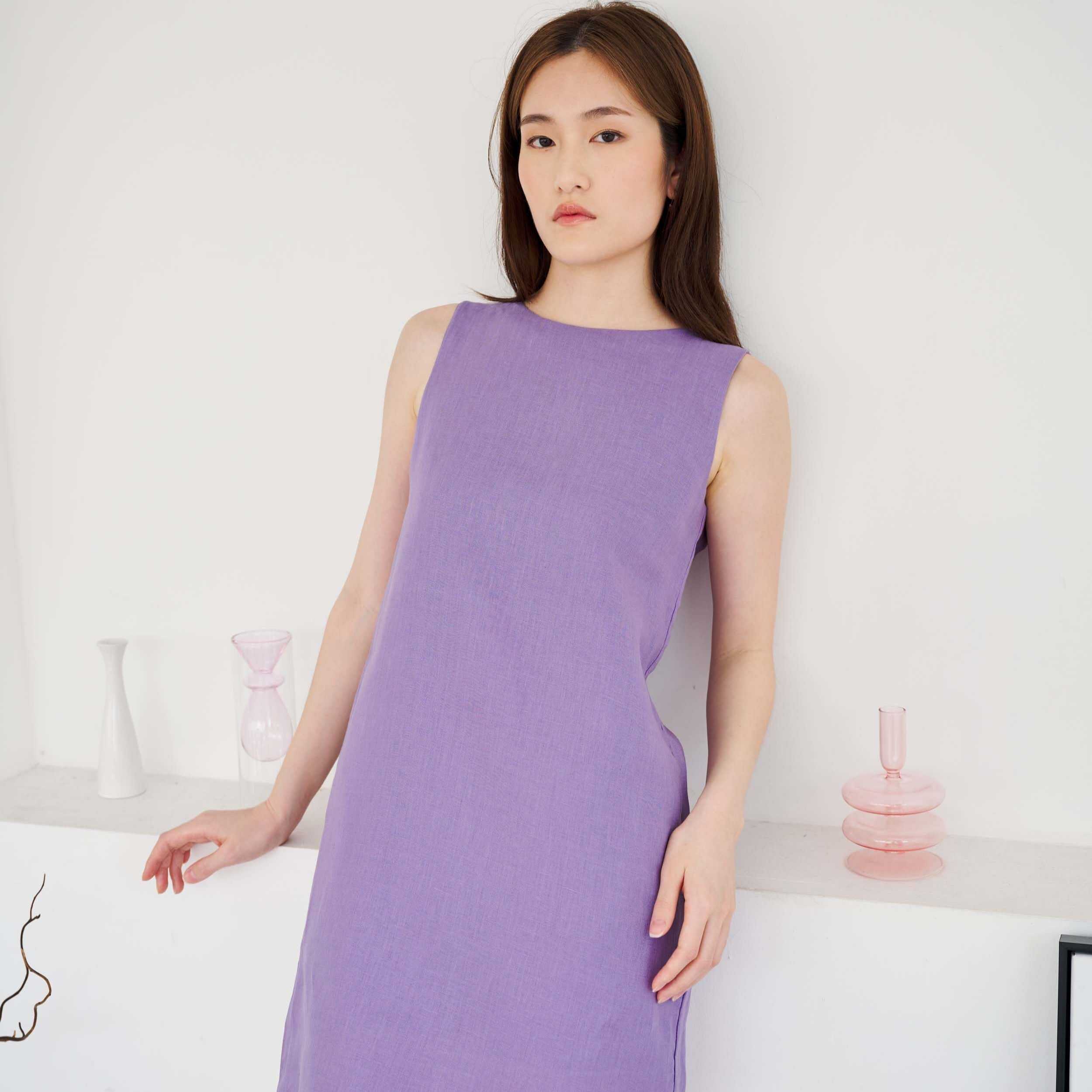 SUUBE Canna Dress - Lavender เดรสสั้นแขนกุด