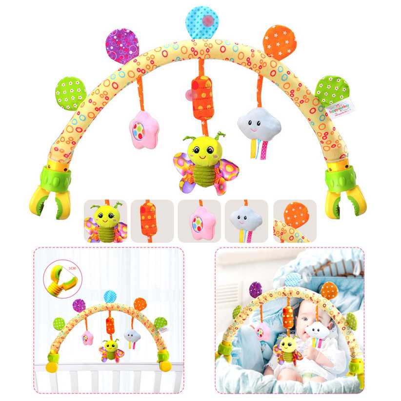 โมบายแบบโค้ง ติดเตียง-เปล รถเข็น คาร์ซีท ตุ๊กตามีลูกเล่นทุกตัว - Garden