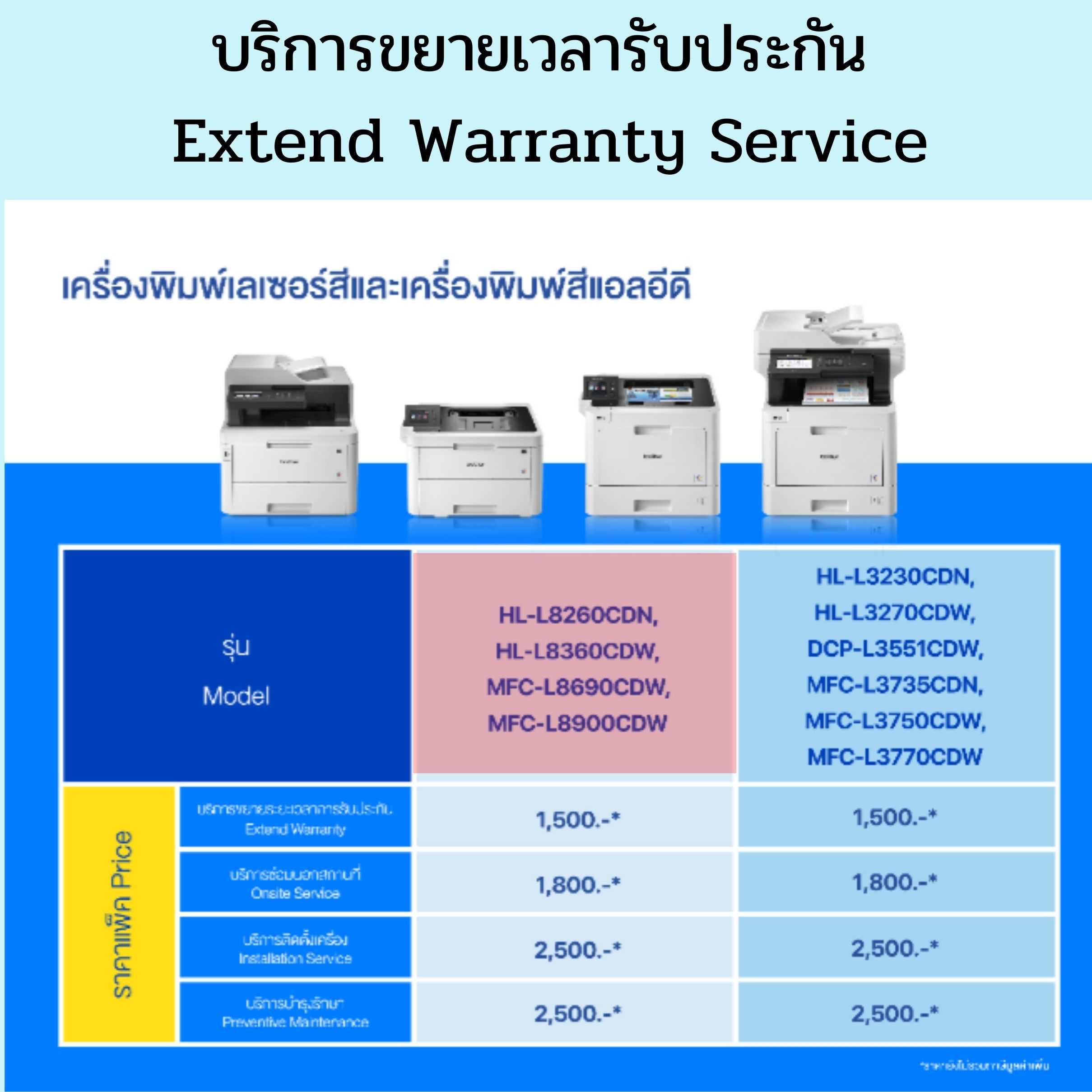 Brother Care Pack #1 for Color Laser Printer บริการขยายเวลารับประกันเครื่องพิมพ์เลเซอร์สี 1ปี