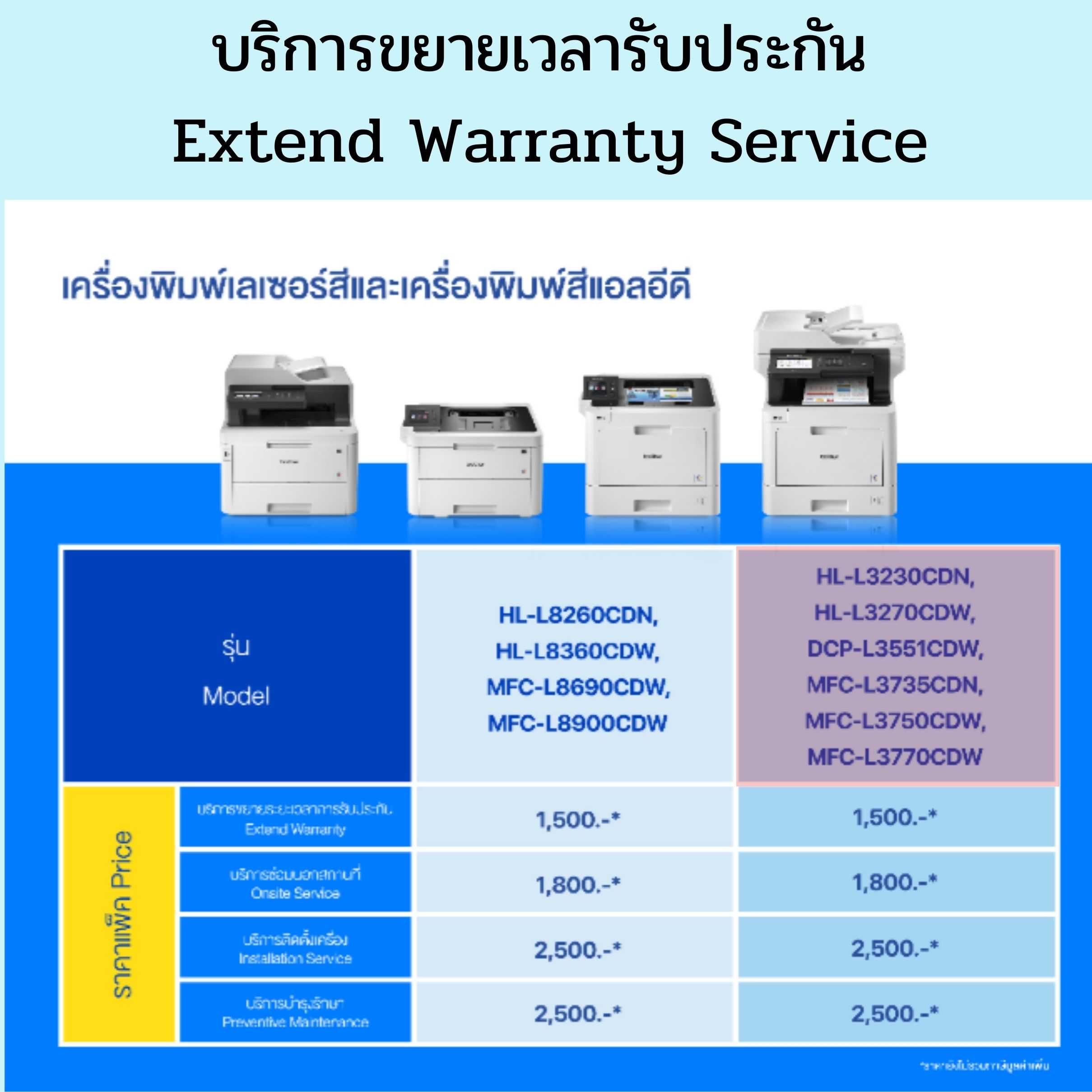 Brothter Care Pack #2 for Color Laser Printer บริการขยายเวลารับประกันเพิ่ม 1 ปี