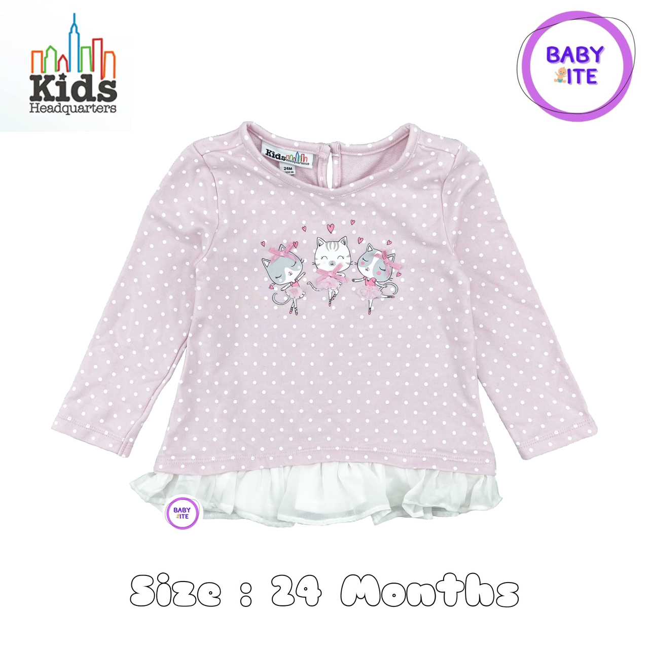 เสื้อแขนยาวเด็กหญิง Kids Headquarters ไซส์ 24 เดือน (พร้อมส่ง)
