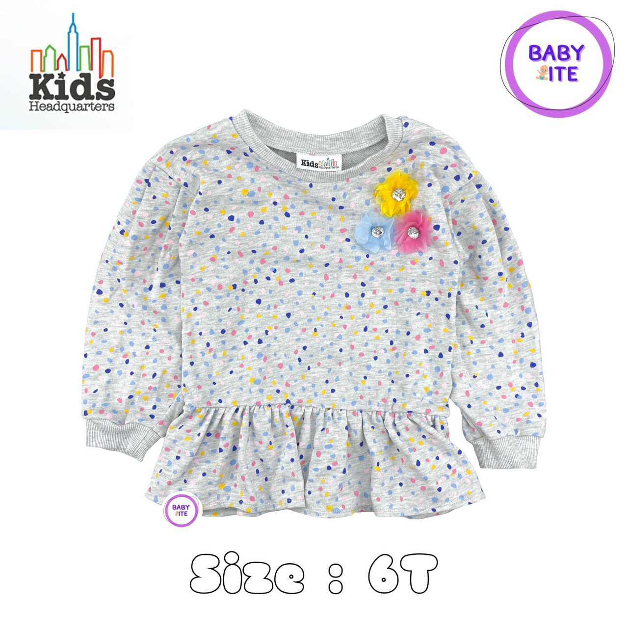 เสื้อแขนยาวเด็กหญิง  Kids Headquarters ไซส์ 6 ขวบ (พร้อมส่ง)