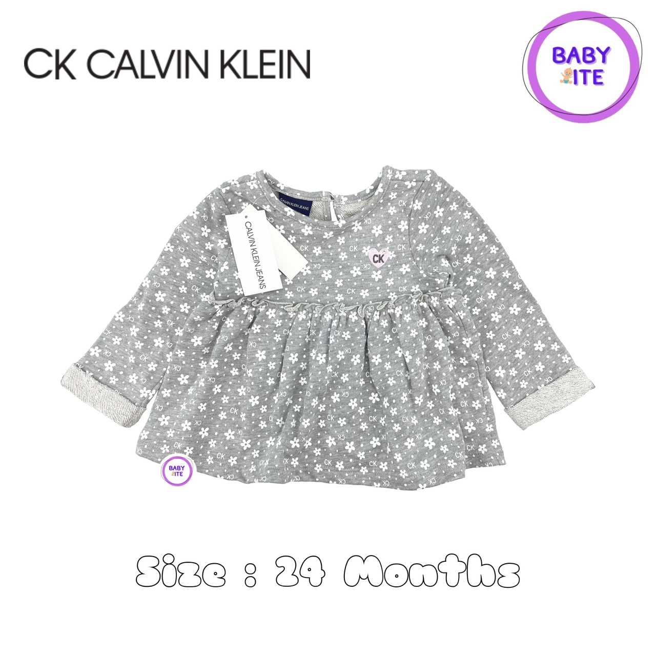 เสื้อแขนยาวเด็กหญิง CK Calvin Klein ไซส์ 24 เดือน (พร้องส่ง)