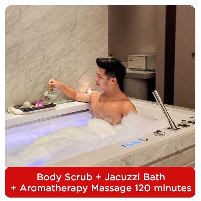 [𝟭 𝗽𝗲𝗿𝘀𝗼𝗻] Body Scrub + Jacuzzi Bath + Oil Massage 120 mins